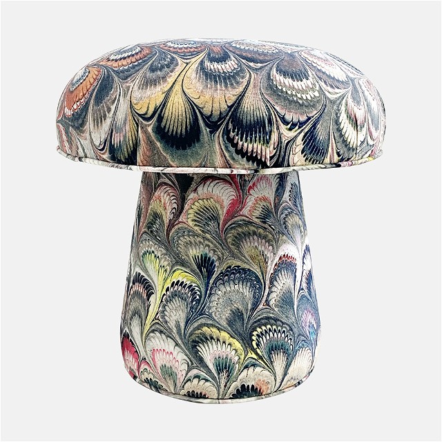 a stool with a colorful pattern on it