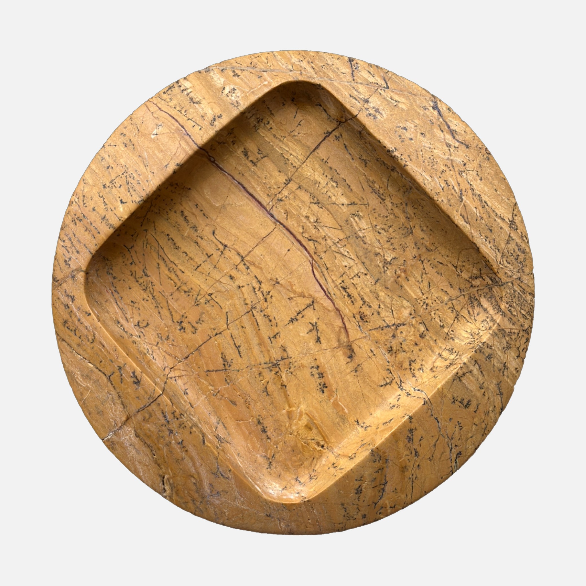 a round wooden object with a white background