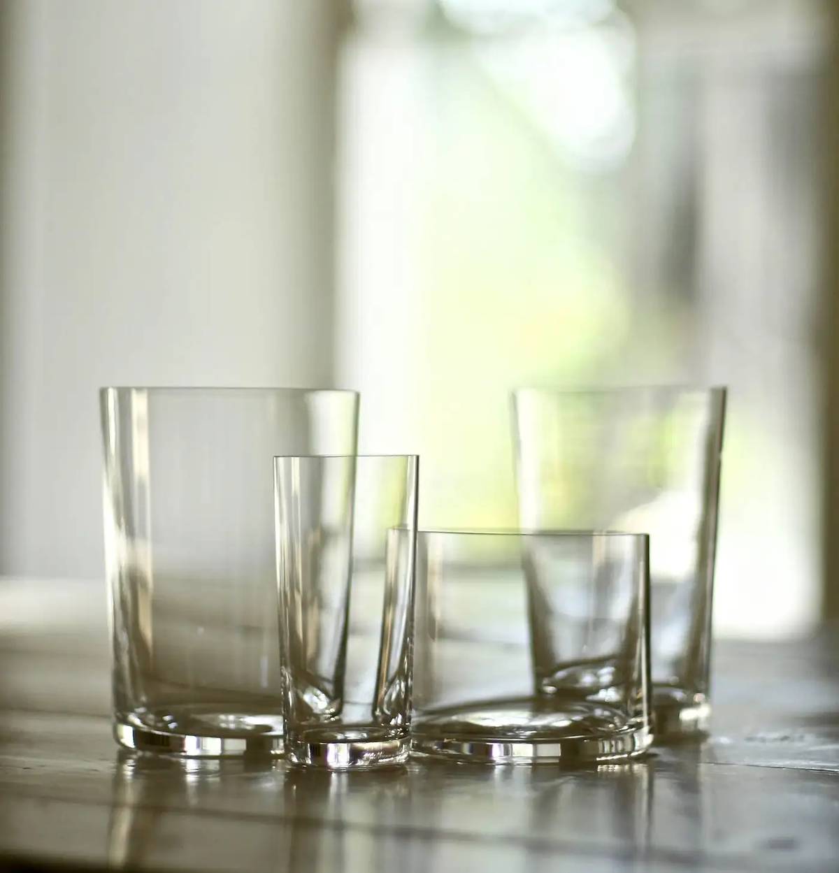 Set of 2 Deborah Ehrlich Simple Crystal Water Glasses, Hand Blown