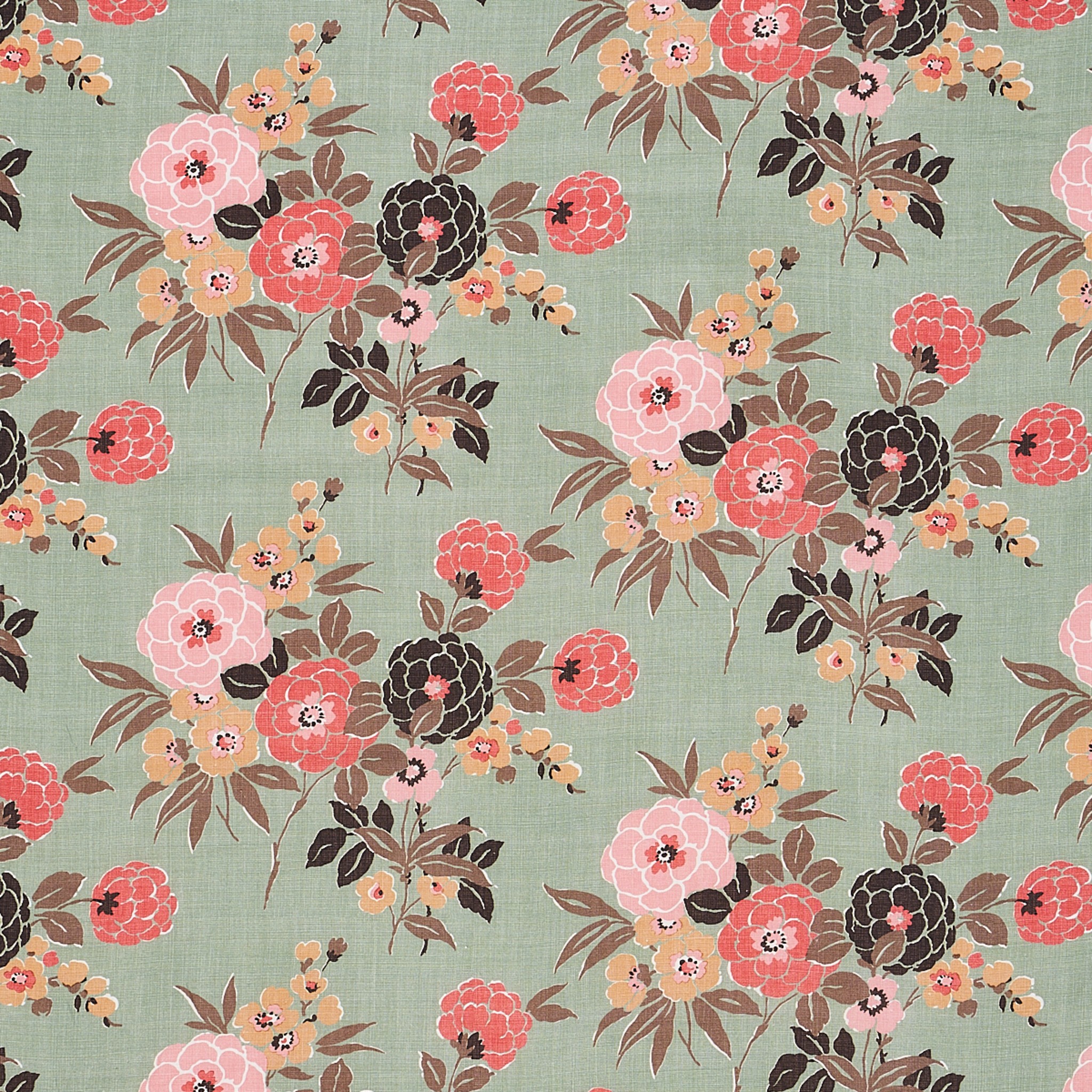 a floral pattern on a green background