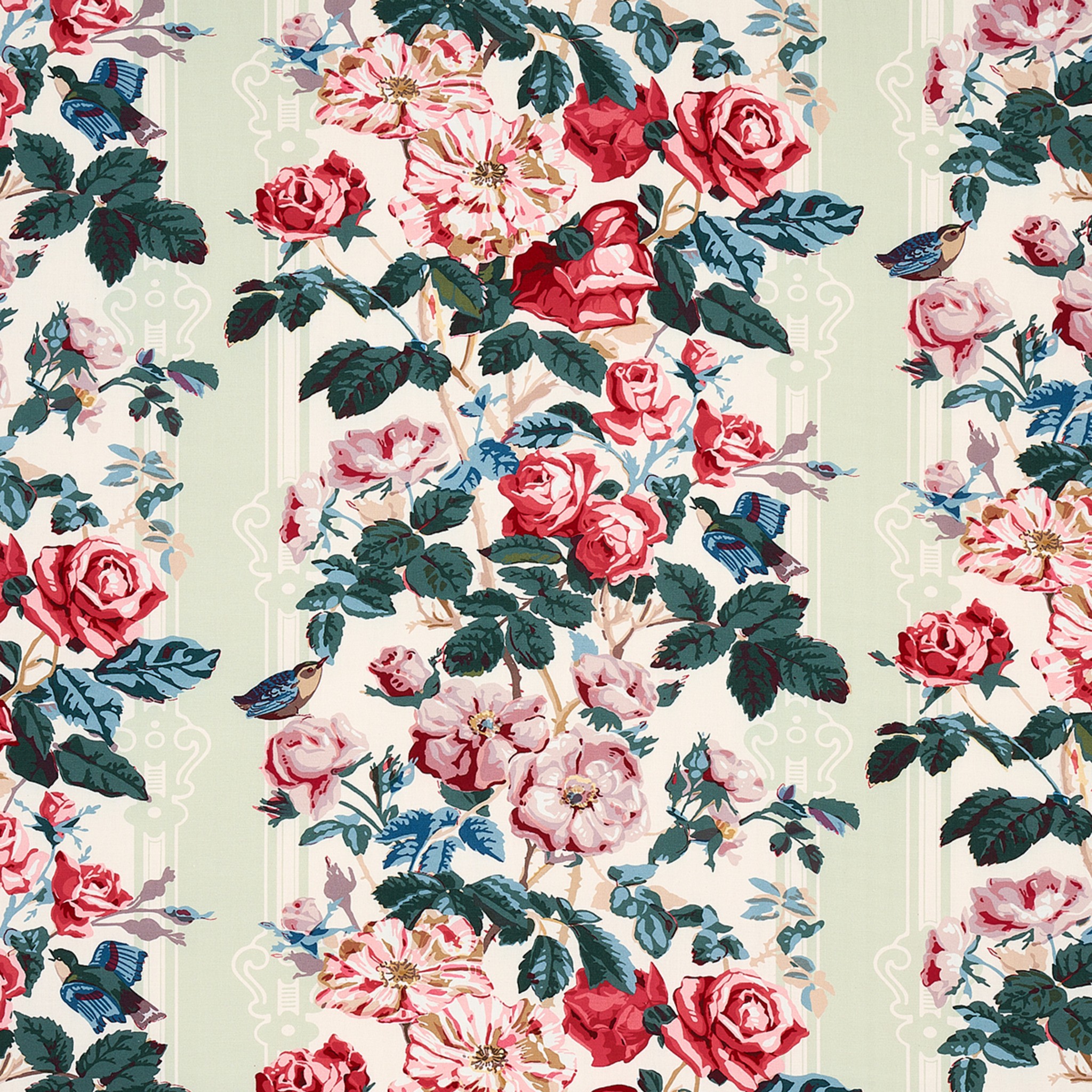 a floral wallpaper with roses on a green background