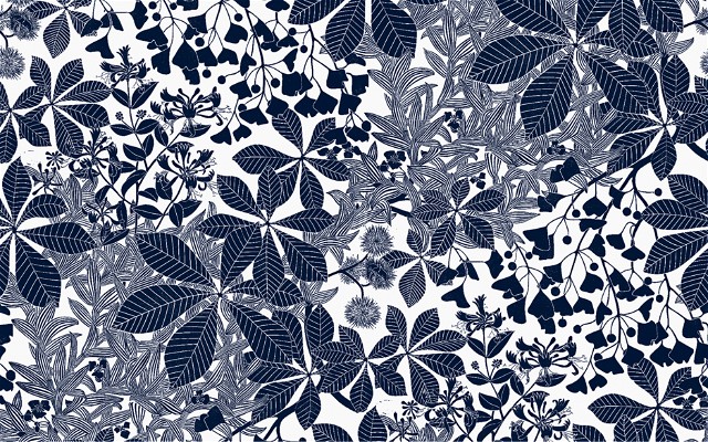 a blue and white floral pattern on a white background