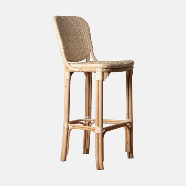 a wicker bar stool on a white background