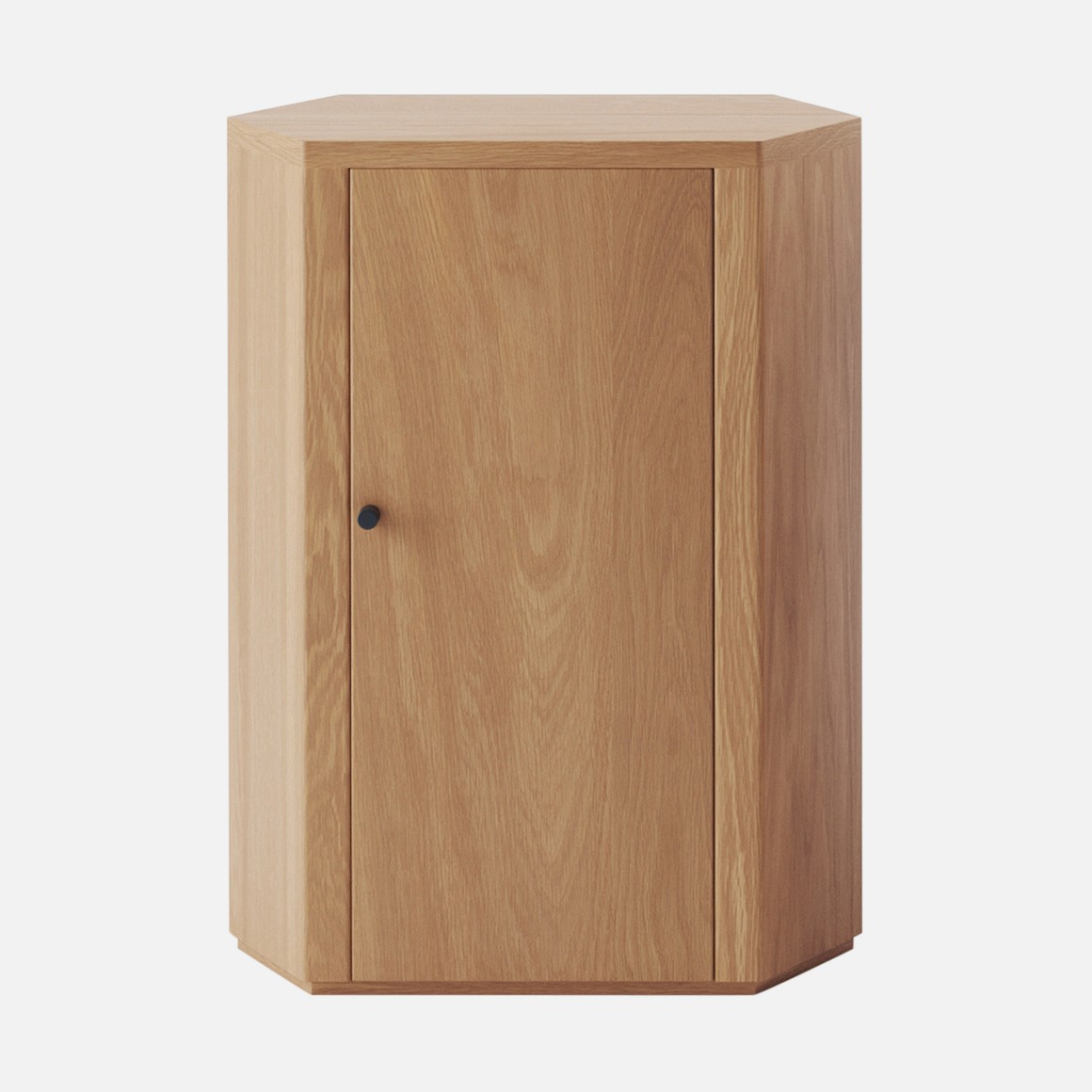 a wooden cabinet with a door on the side