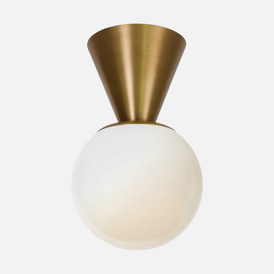 a light fixture with a white ball on top of it