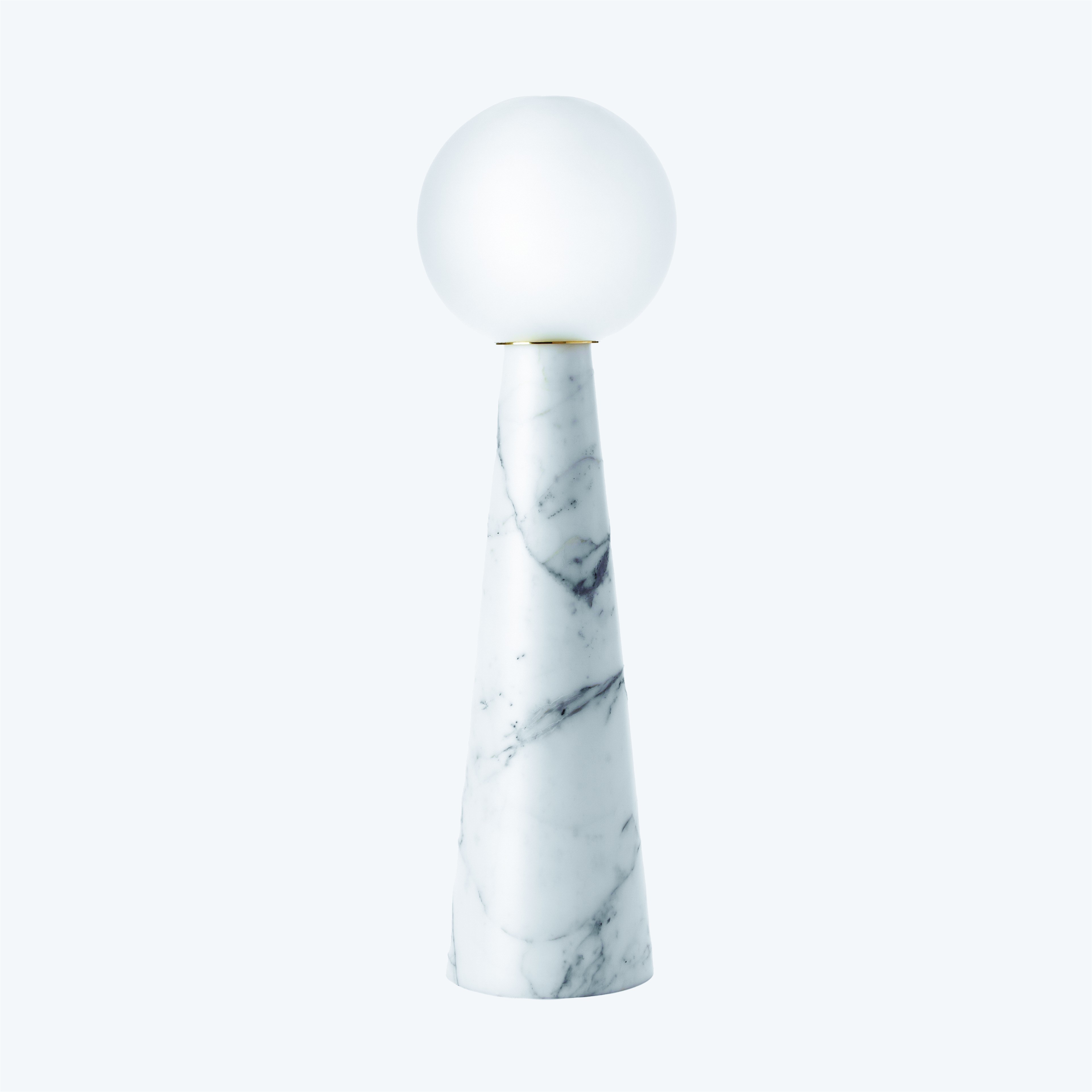 a white marble lamp on a white background