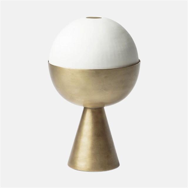 a white and gold object on a white background