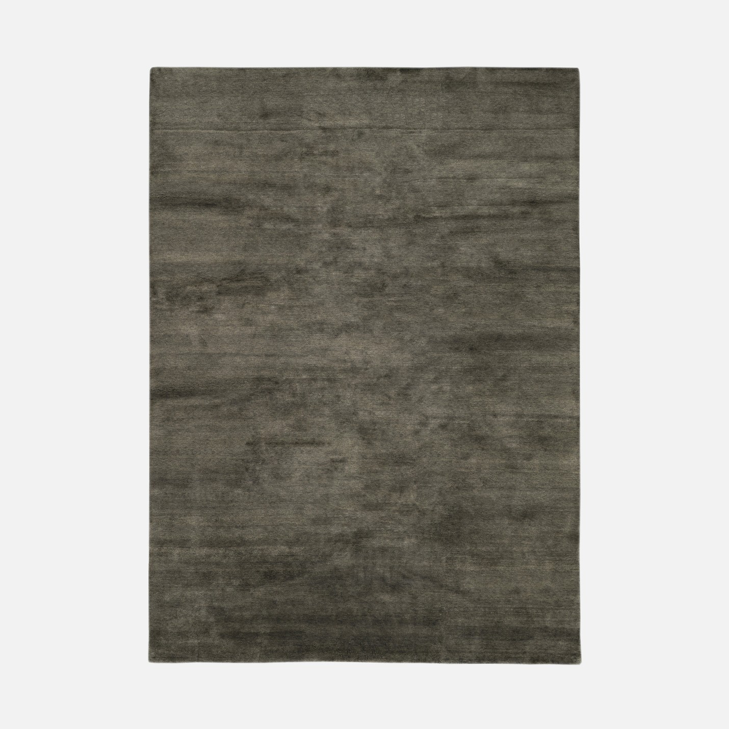 a gray rug with a white border