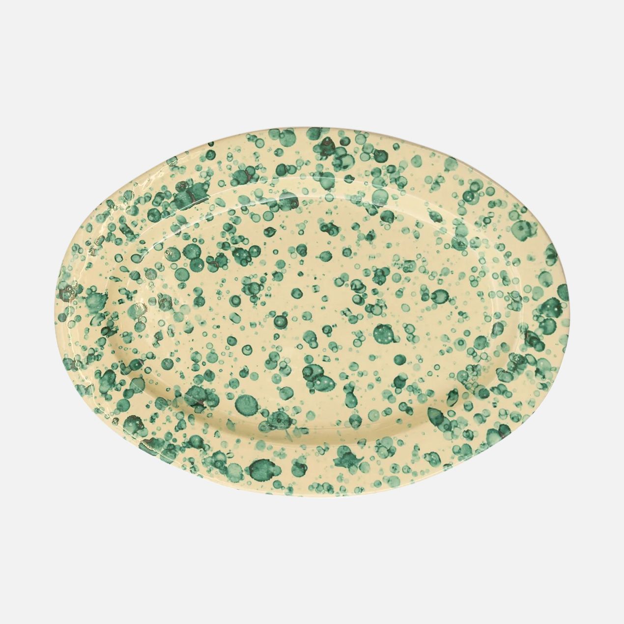 Splatter Oval Serving Platter by Sharland England, Green and Ivory